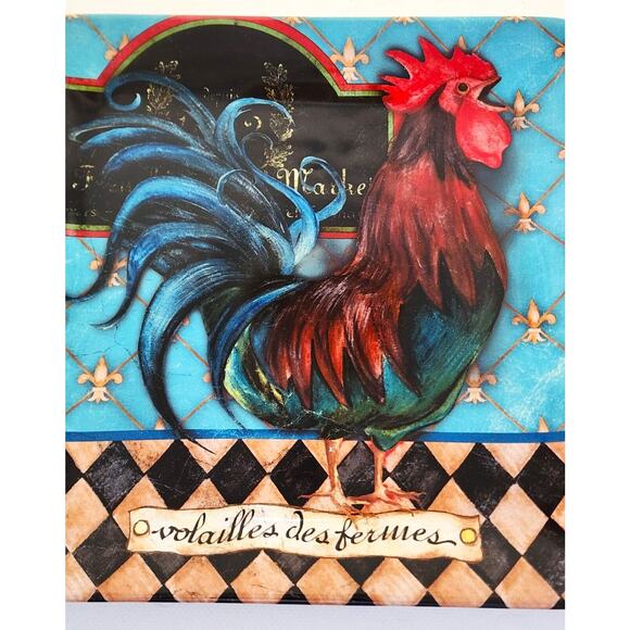 PLATES-SALAD/LUNCH/BUFFET-CERTIFIED INT'L-French Barnyard-Roosters-Colorful - Picture 5 of 13